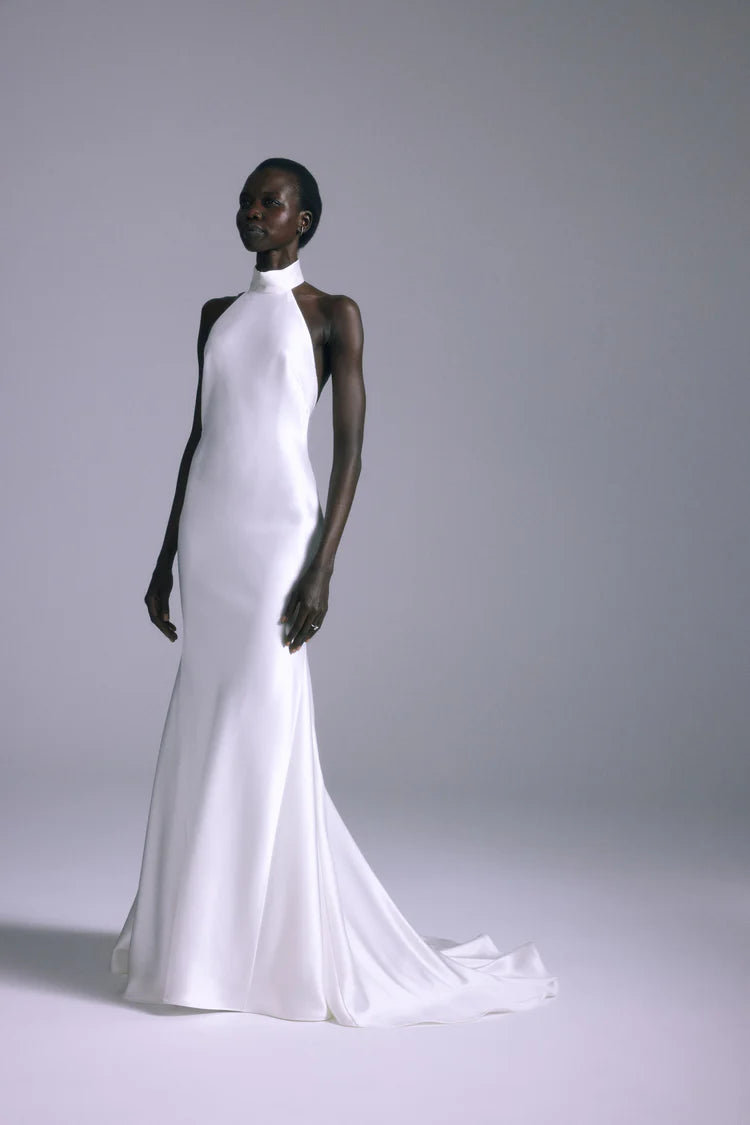 satin halter neck wedding dress Mirai Wedding Dress – Bridal and Formal