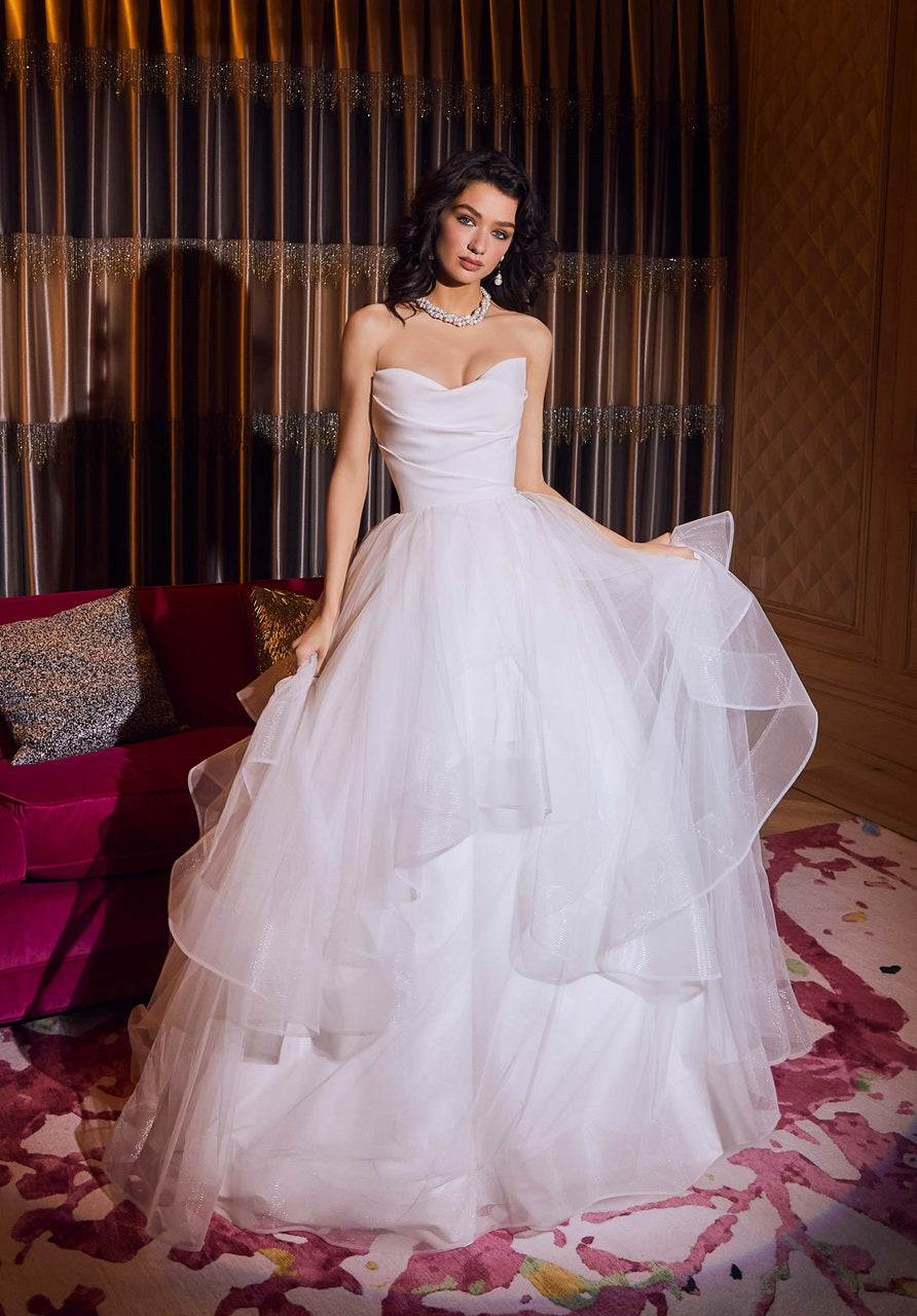 tracy prom dresses Taffeta Strapless Dress with Crystal Embroidery M.R DESIGN