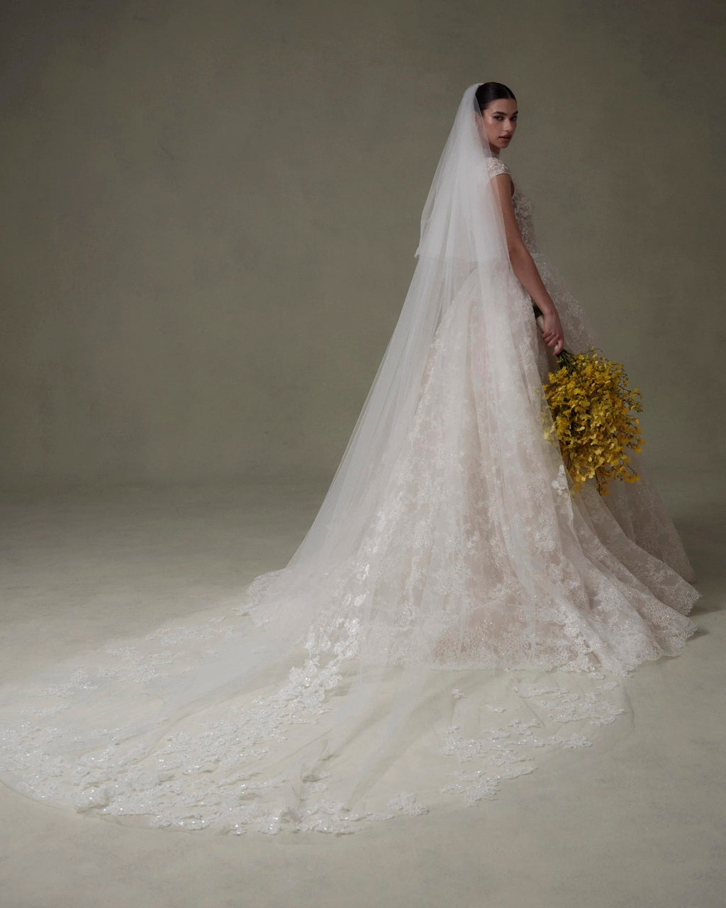 High Neck Lace Ballgown Wedding Dress