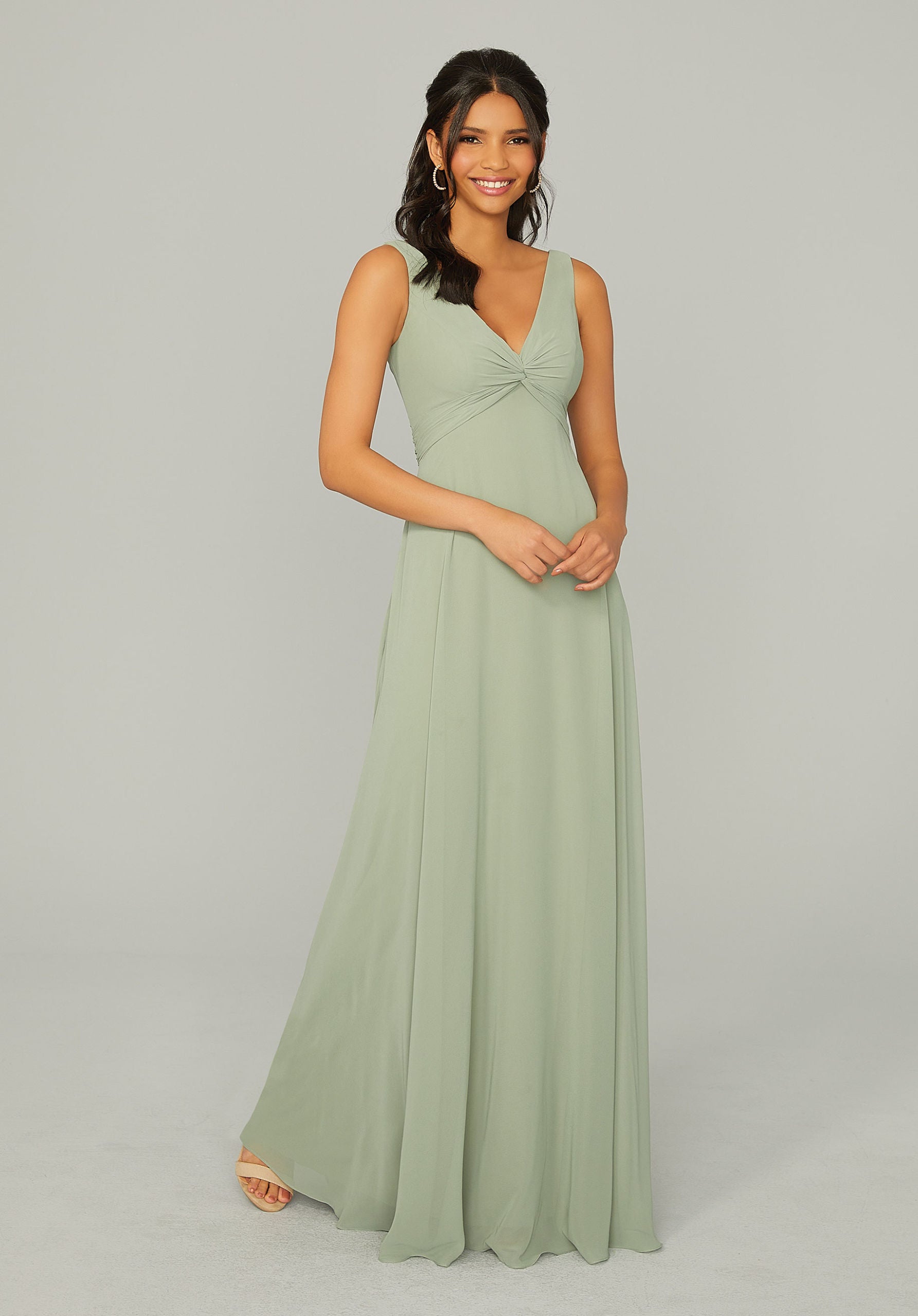 Knotted Bodice Chiffon Bridesmaid Dress – Bridal and Formal