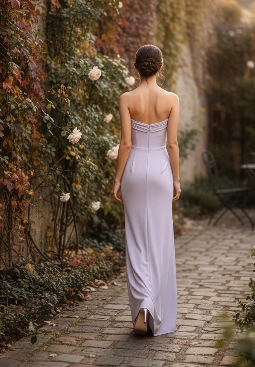 Strapless Draped Chiffon Bridesmaid Dress