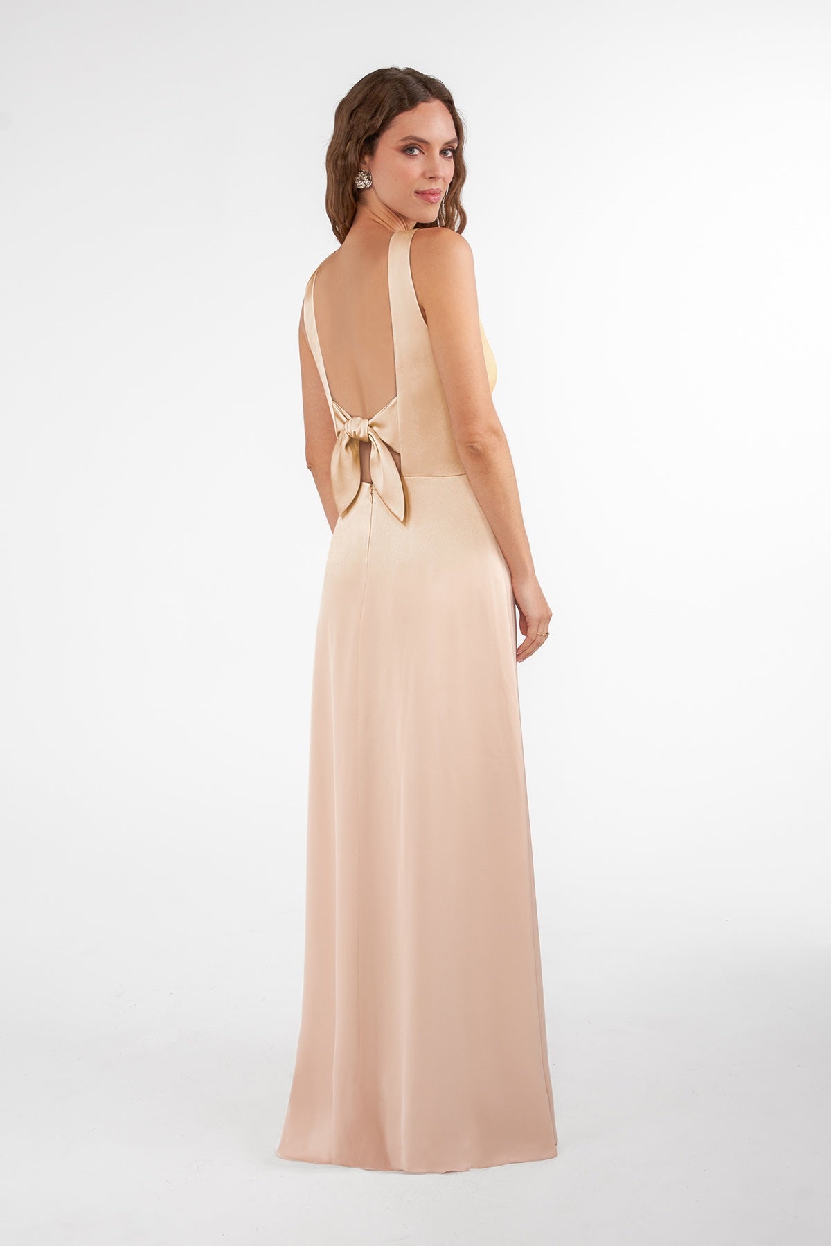 Open-Back Bow Bridesmaid Dress