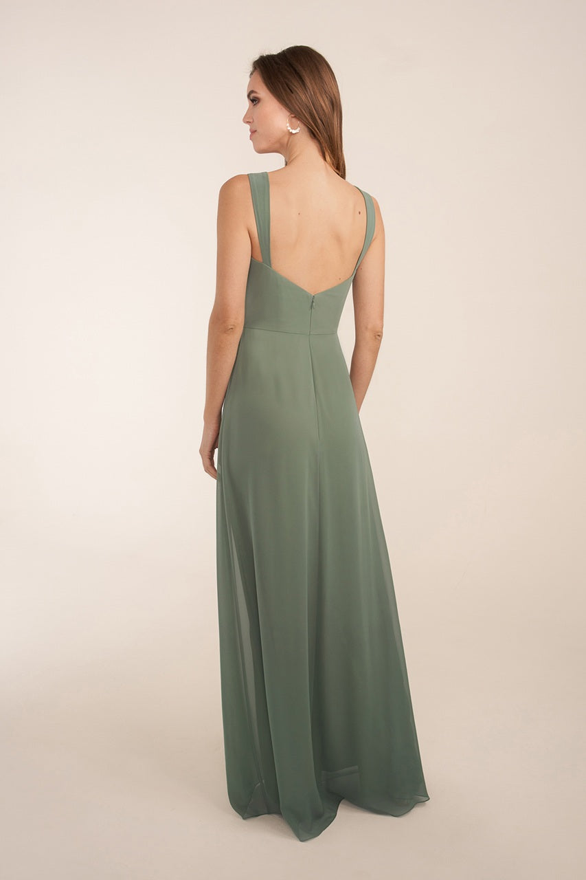 Sculpted Neckline Poly Chiffon Bridesmaid Dress