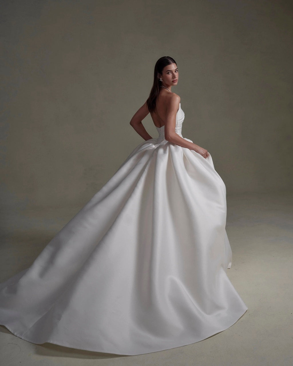 Strapless Cat-Eye Neckline Ballgown Wedding Dress