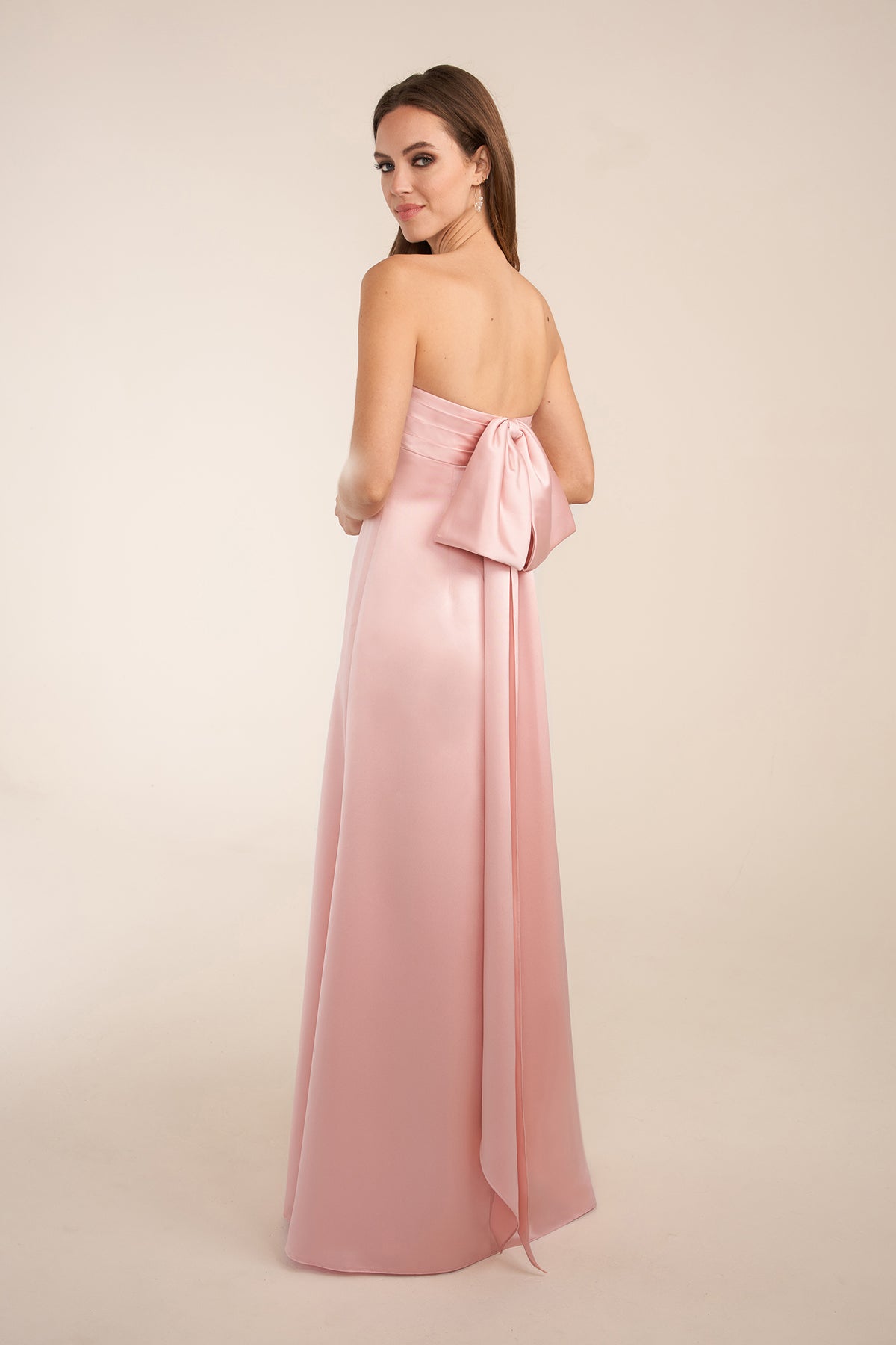 Strapless Satin A-Line Bridesmaid Dress with Bow