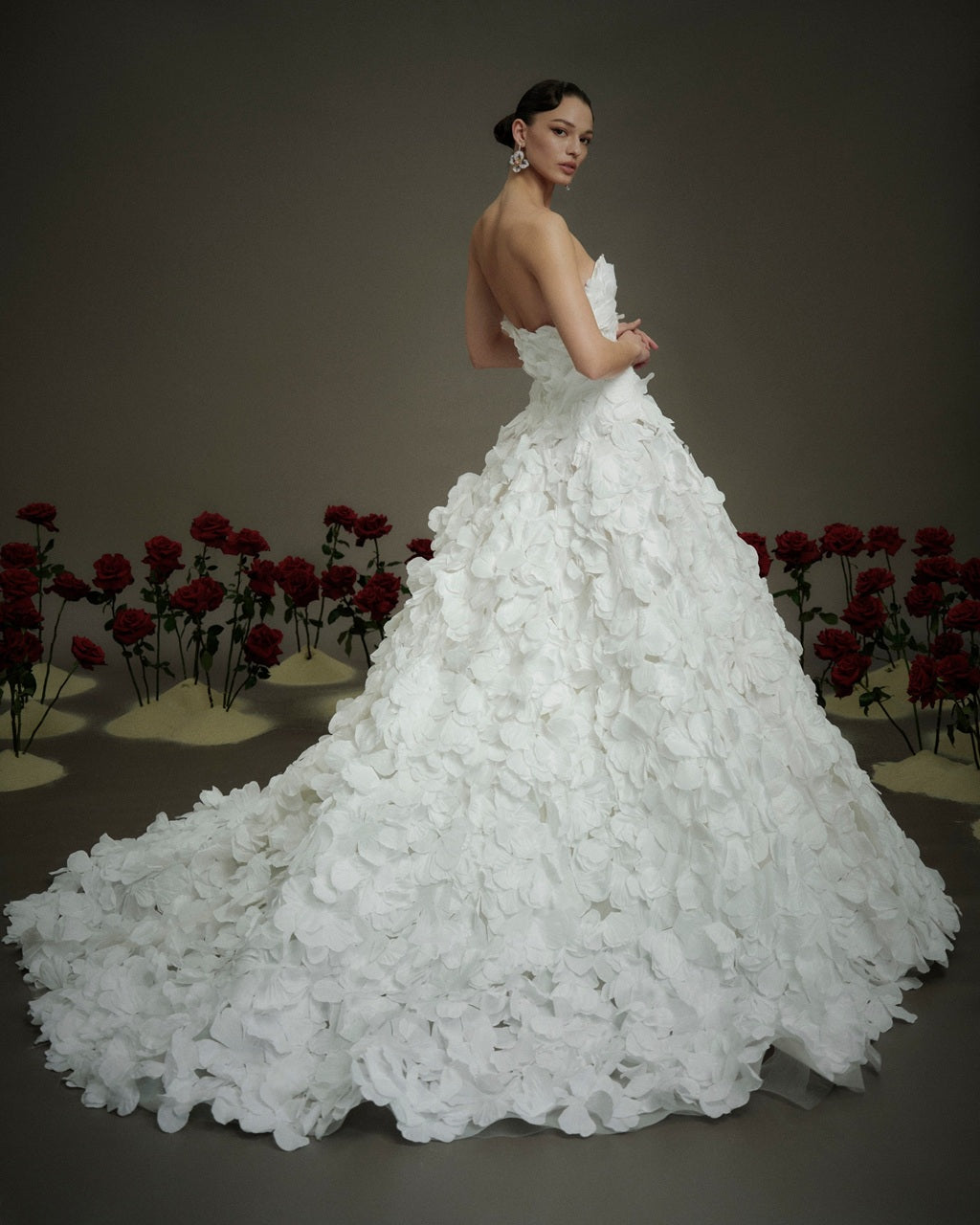 Textured Petal Ball Gown Wedding Dress