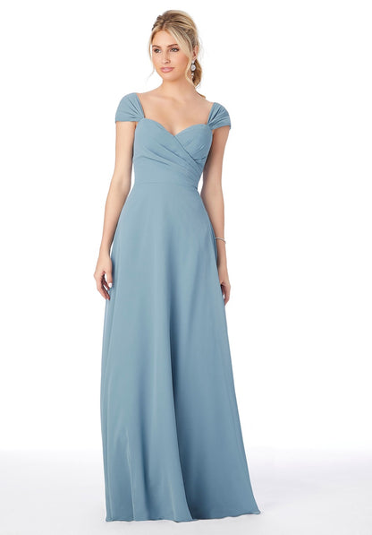 Sweetheart Cap Sleeve Chiffon Bridesmaid Dress