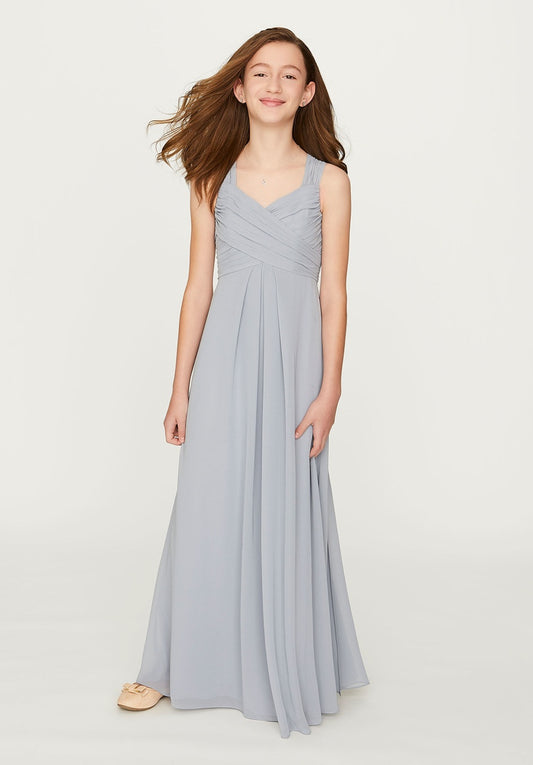 Chiffon Junior Bridesmaid Dress with Ruched Bodice