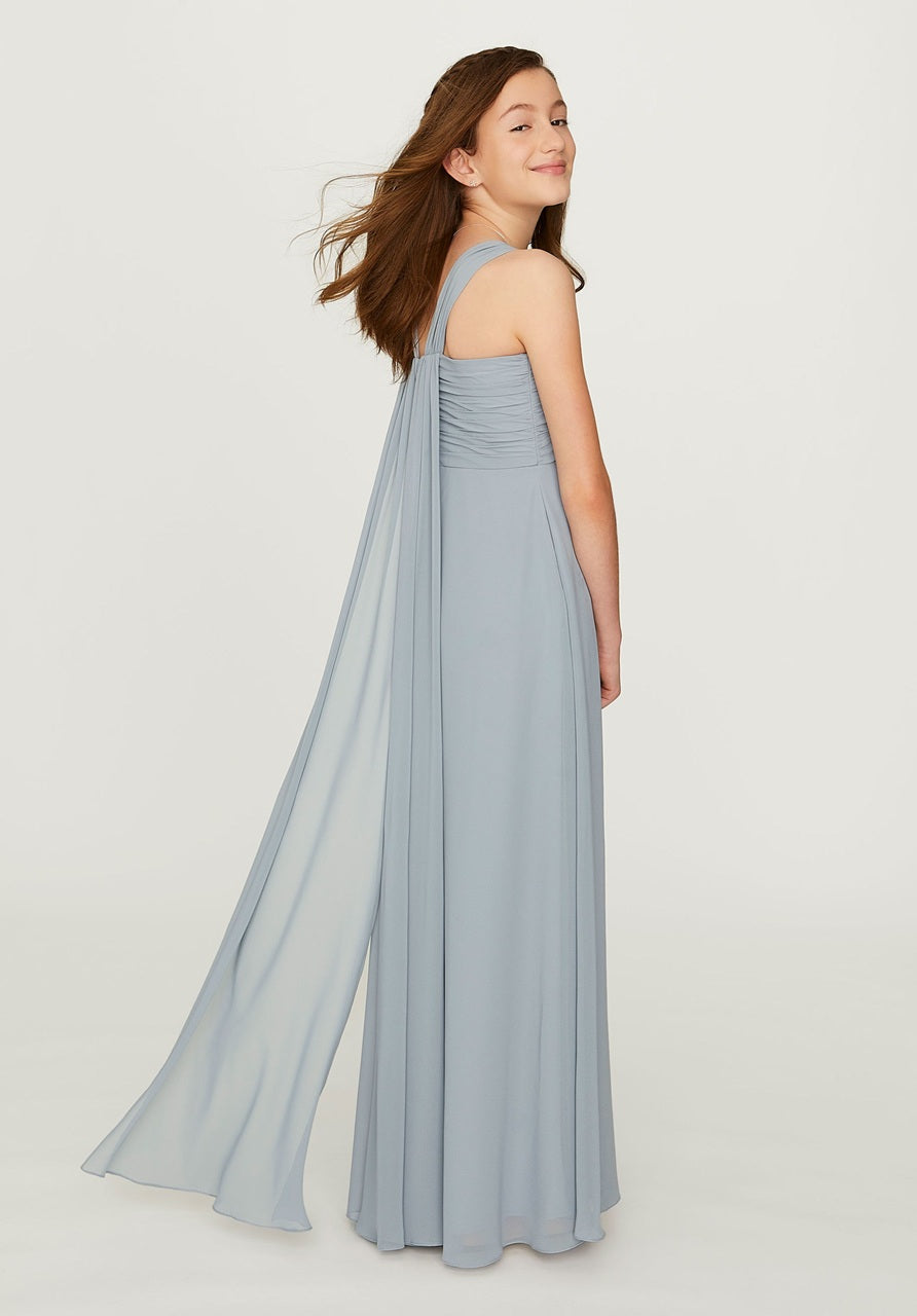 Chiffon Junior Bridesmaid Dress with Ruched Bodice