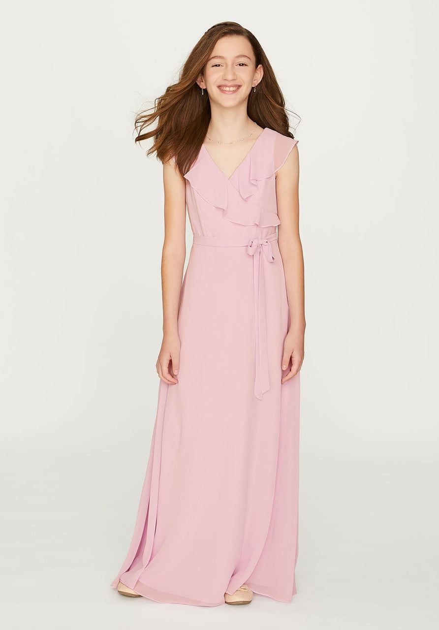 Flutter Sleeve Chiffon Junior Bridesmaid Dress