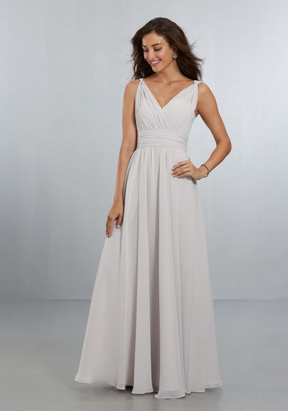 Chiffon V-Neckline Bridesmaids Dress