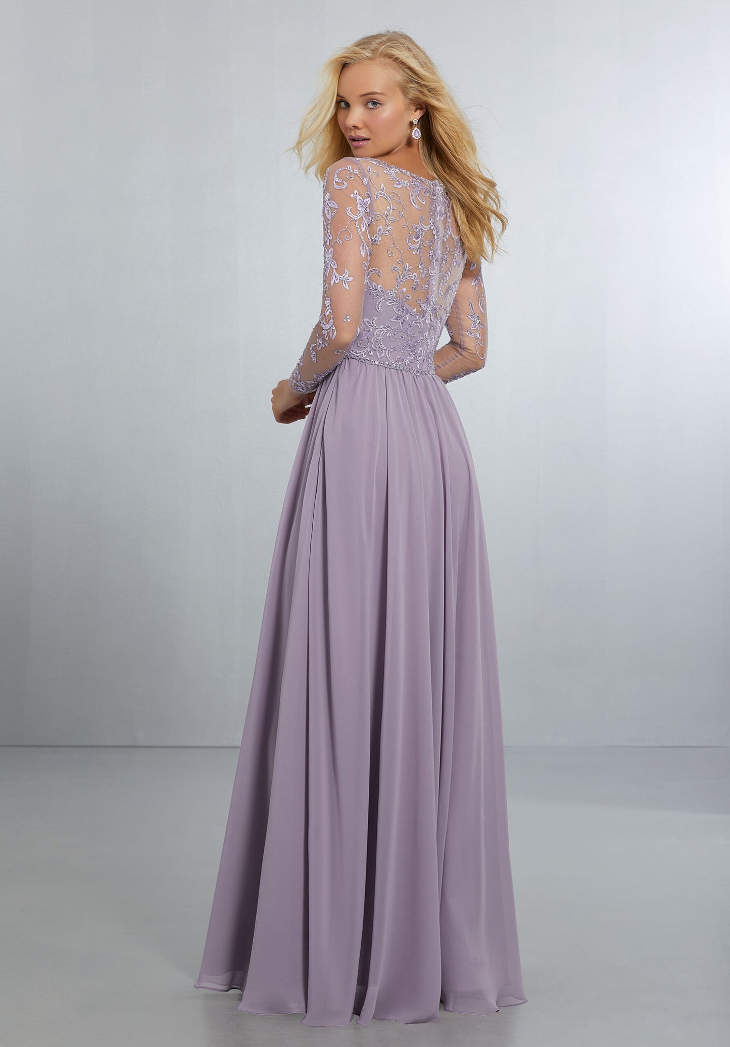 Chiffon Embroidered and Beaded Bridesmaids Dress