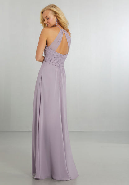 Chiffon Draped Bodice Bridesmaids Dress