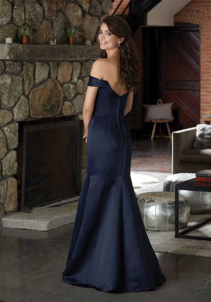 Satin Off The Shoulder Bridesmaid Dress