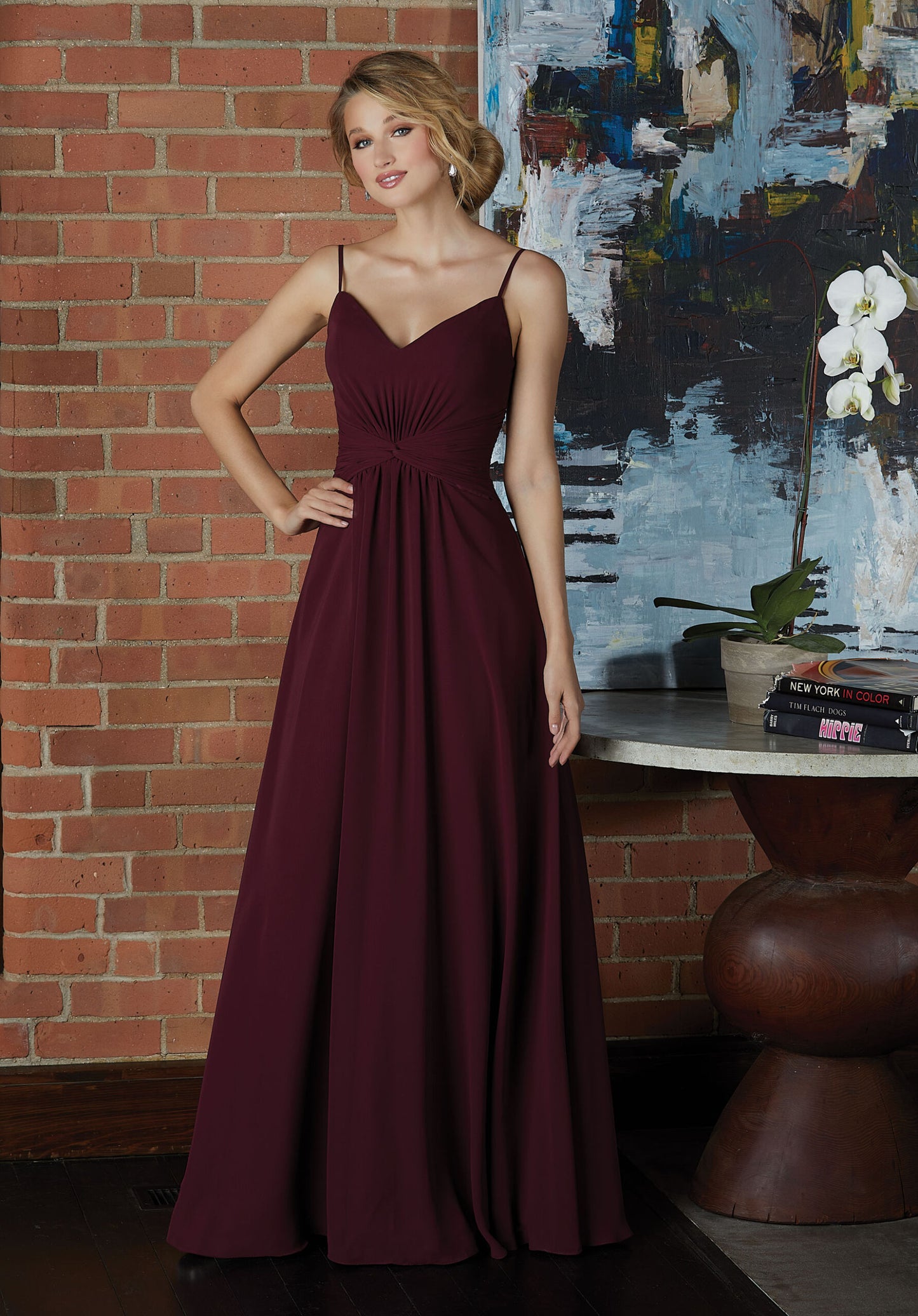 V-Neck Chiffon Bridesmaid Dress