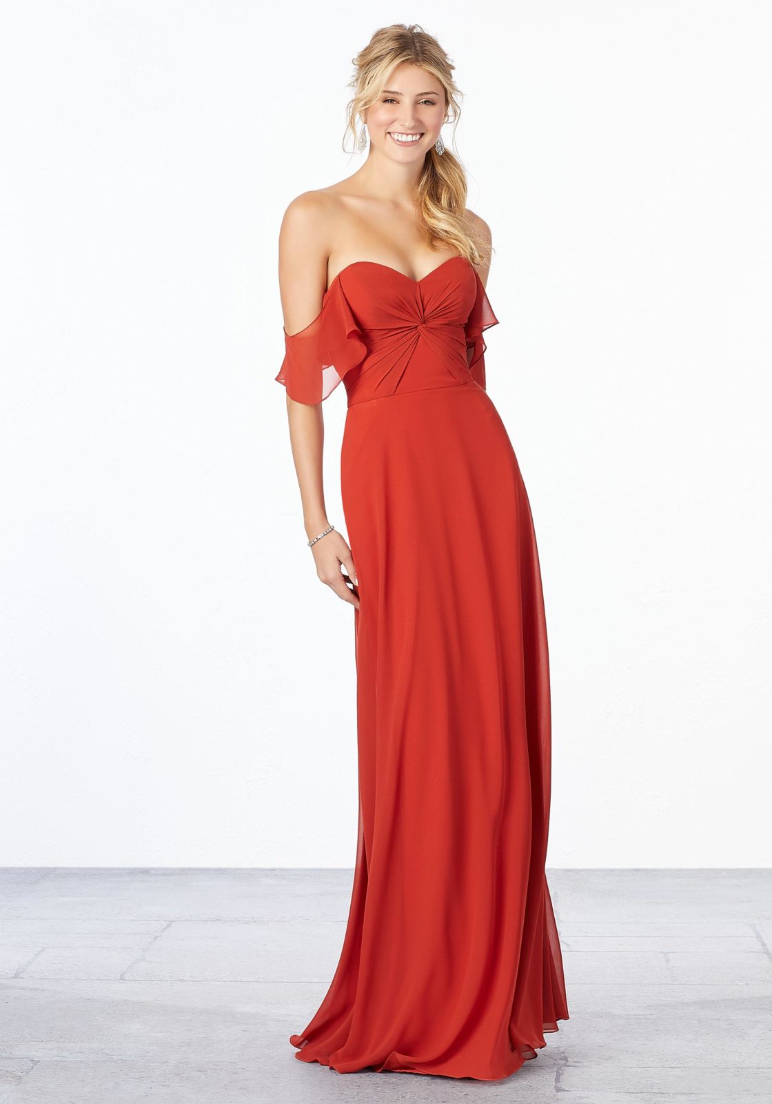 Chiffon Ruched Bodice Bridesmaid Dress