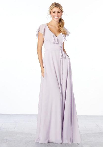 Flutter Sleeve Chiffon Bridesmaid Dress