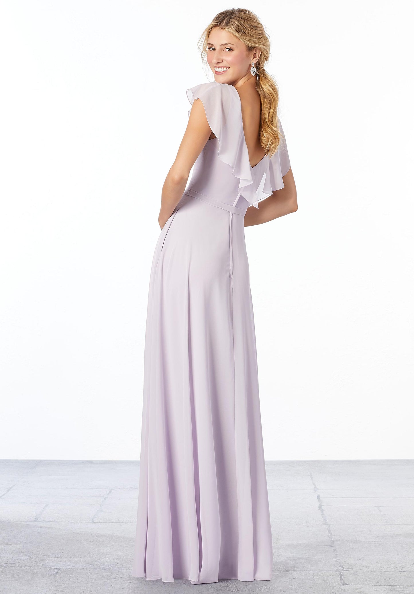 Flutter Sleeve Chiffon Bridesmaid Dress