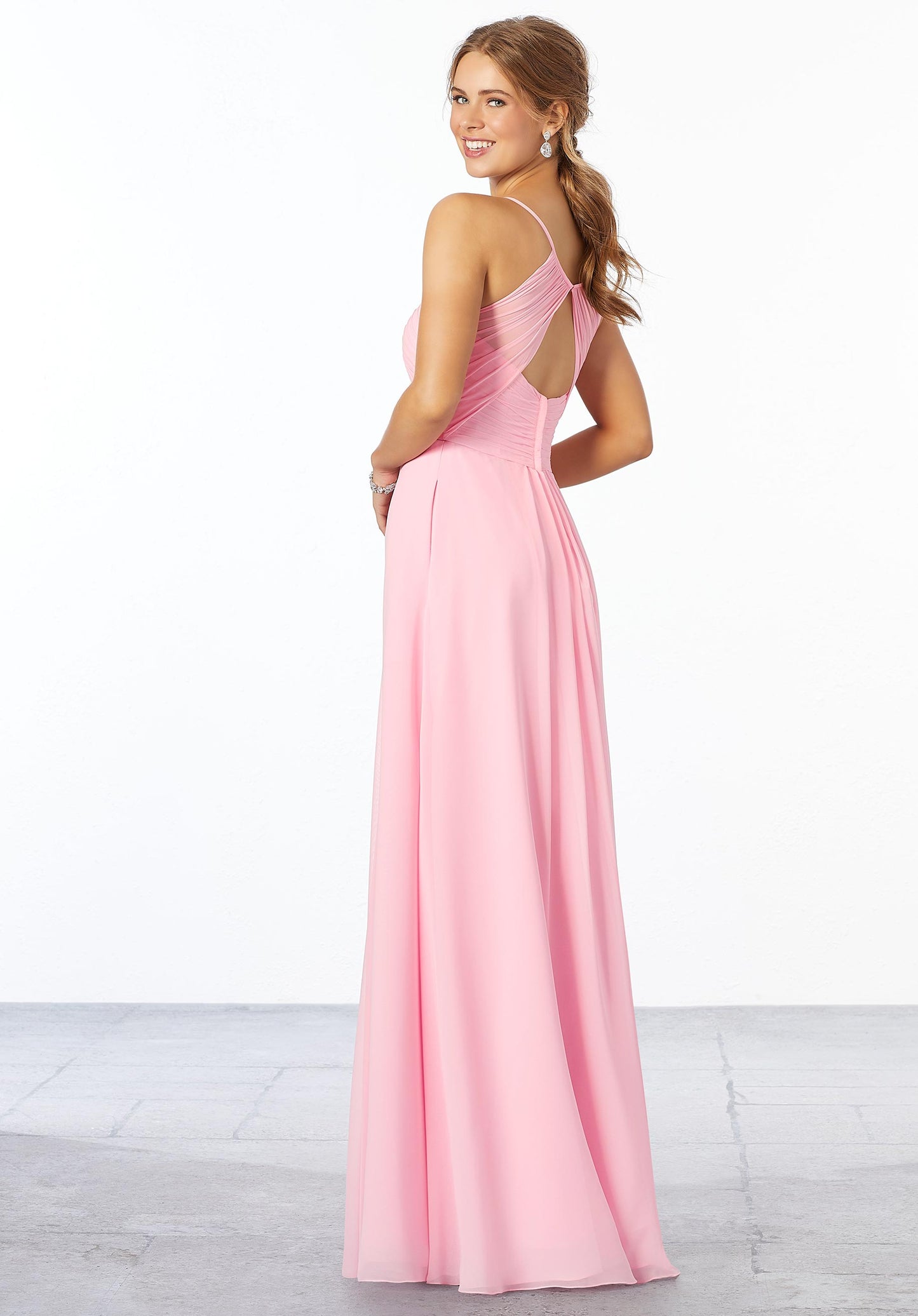 Chiffon Keyhole Back Bridesmaid Dress