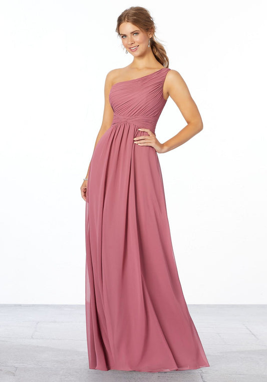 Pleated One-Shoulder Bridesmaid Dress