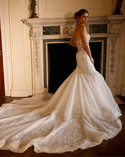 Eve of Milady Style 394 3D Floral Fit & Flare Wedding Dress | Bridal and Formal Eve of Milady Style 394 3D Floral Fit & Flare Wedding Dress | Bridal and Formal