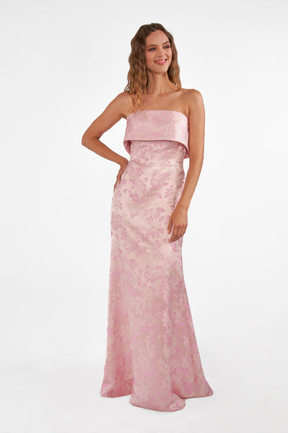 Strapless Jacquard Bridesmaid Dress