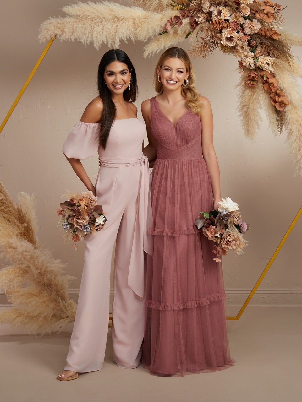 Tiered Tulle V-Neck Bridesmaid Dress