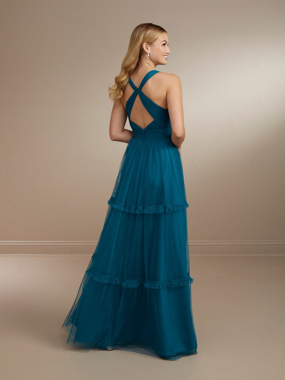 Tiered Tulle V-Neck Bridesmaid Dress
