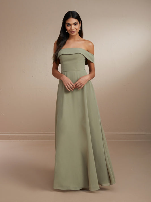 Off-the-Shoulder A-line Bridesmaid Dress