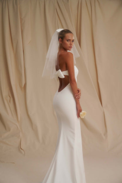 Strapless Gown with Bow Detail Wedding Dress