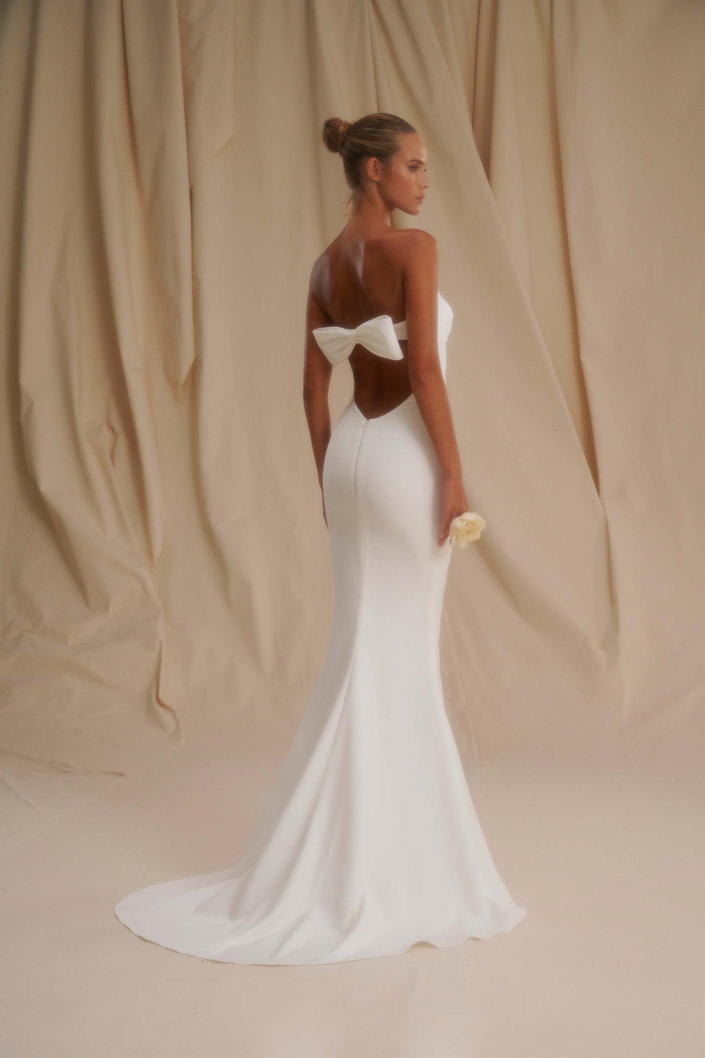 Strapless Gown with Bow Detail Wedding Dress