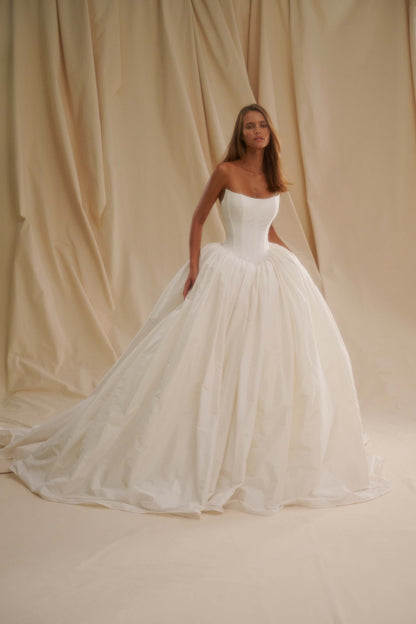 Taffeta Drop Waist Gown