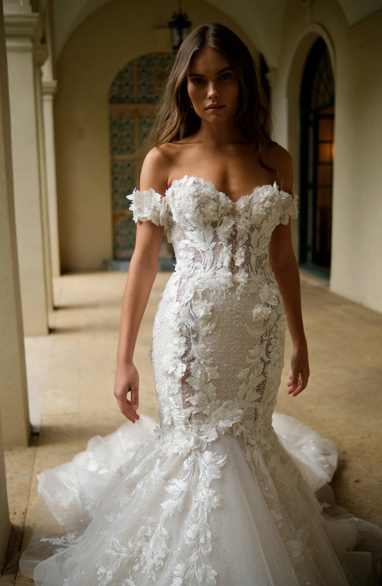 Beaded Fit-Flare Wedding Dress Bridal and Formal Beaded Fit-Flare Wedding Dress Bridal and Formal
