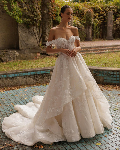 Strapless A-Line with Delicate Floral Lace Wedding Dress