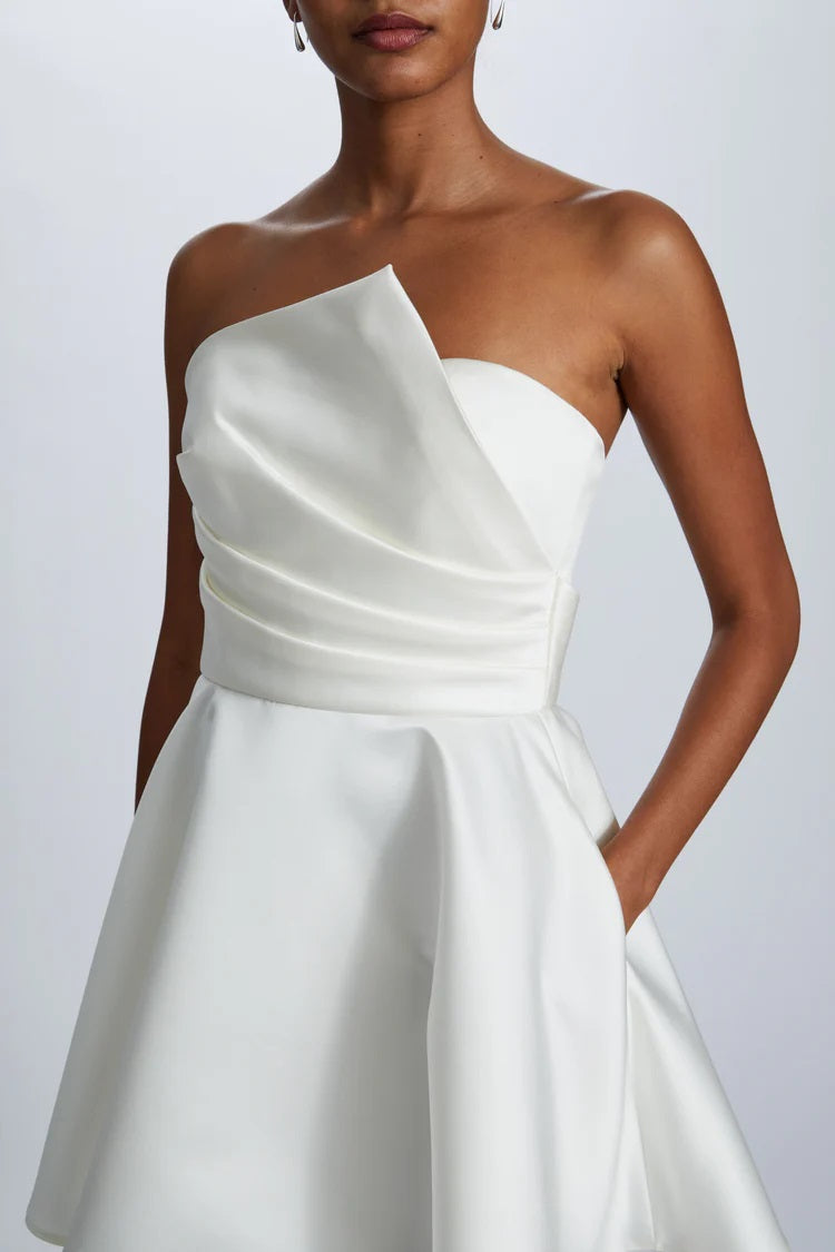 Duchess Satin Mini Little White Dress Bridal and Formal Duchess Satin Mini Little White Dress Bridal and Formal