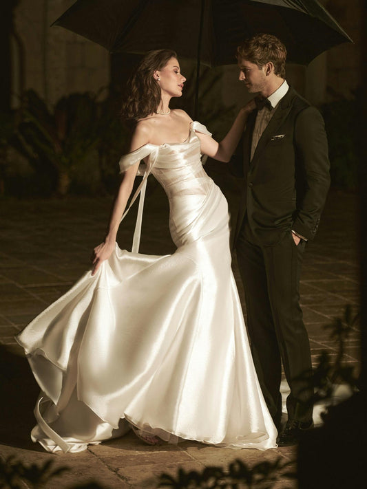a-line asymmetrical wedding dresses Hellenic Style One-Shoulder Asymmetrical A-Line Wedding Dress HAREM's Brides