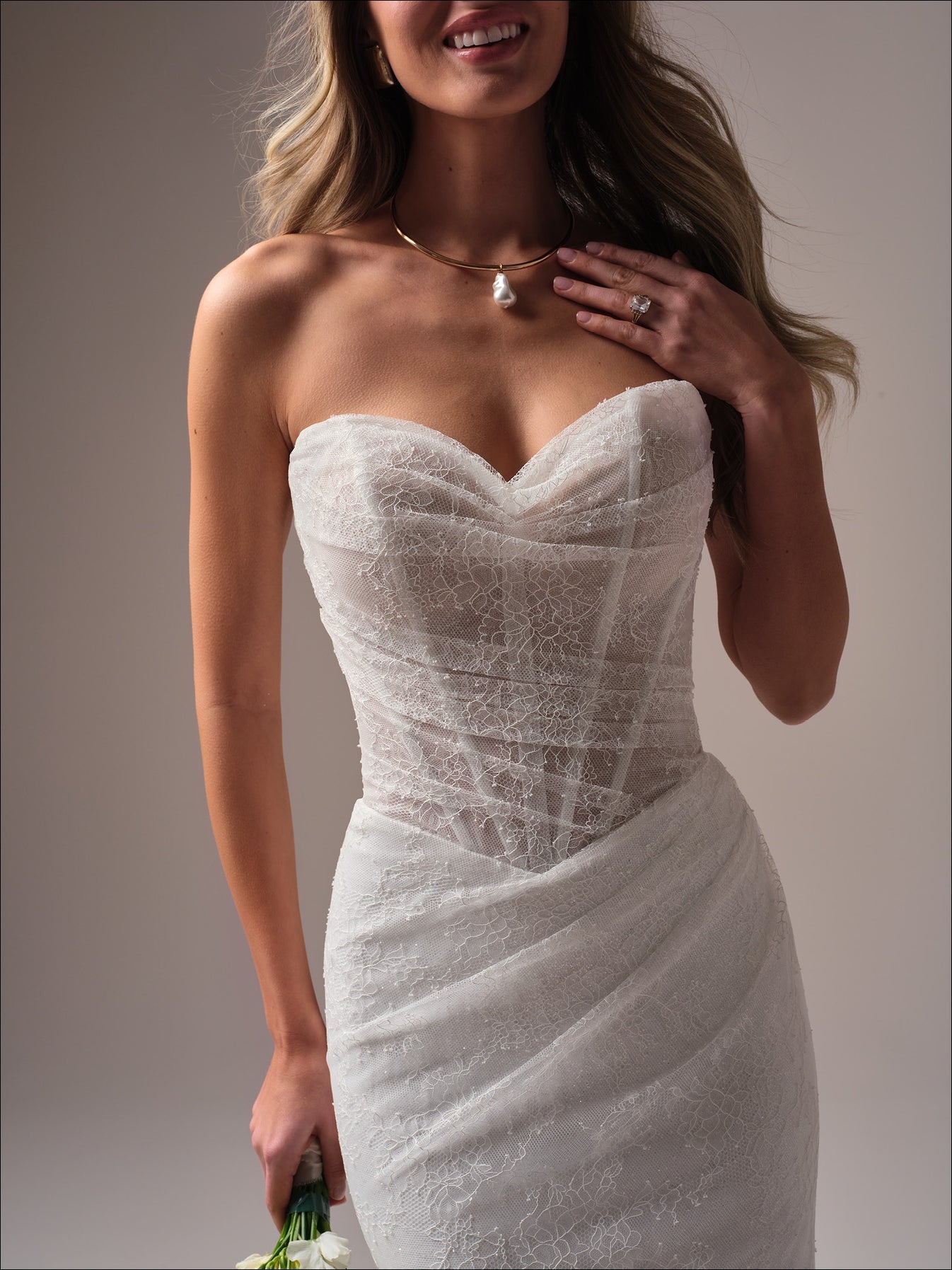 Sasha's Elegant Neckline Dress