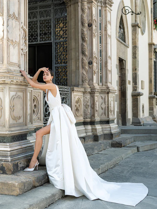 Modern High-Slit Wedding Dress