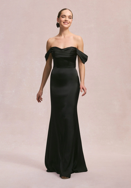 Long Sleeves Draped Sweetheart Bridesmaid Dress