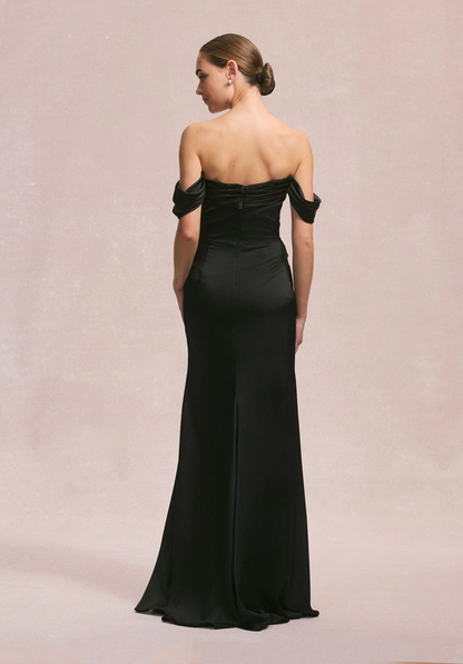 Long Sleeves Draped Sweetheart Bridesmaid Dress