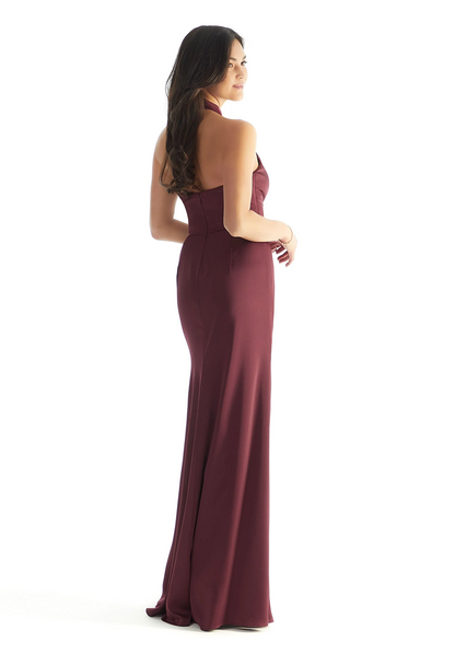 Sheath Halter Luxe Satin Bridesmaid Dress