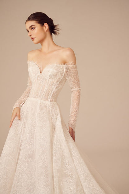 Off The Shoulder Lace Wedding Gown