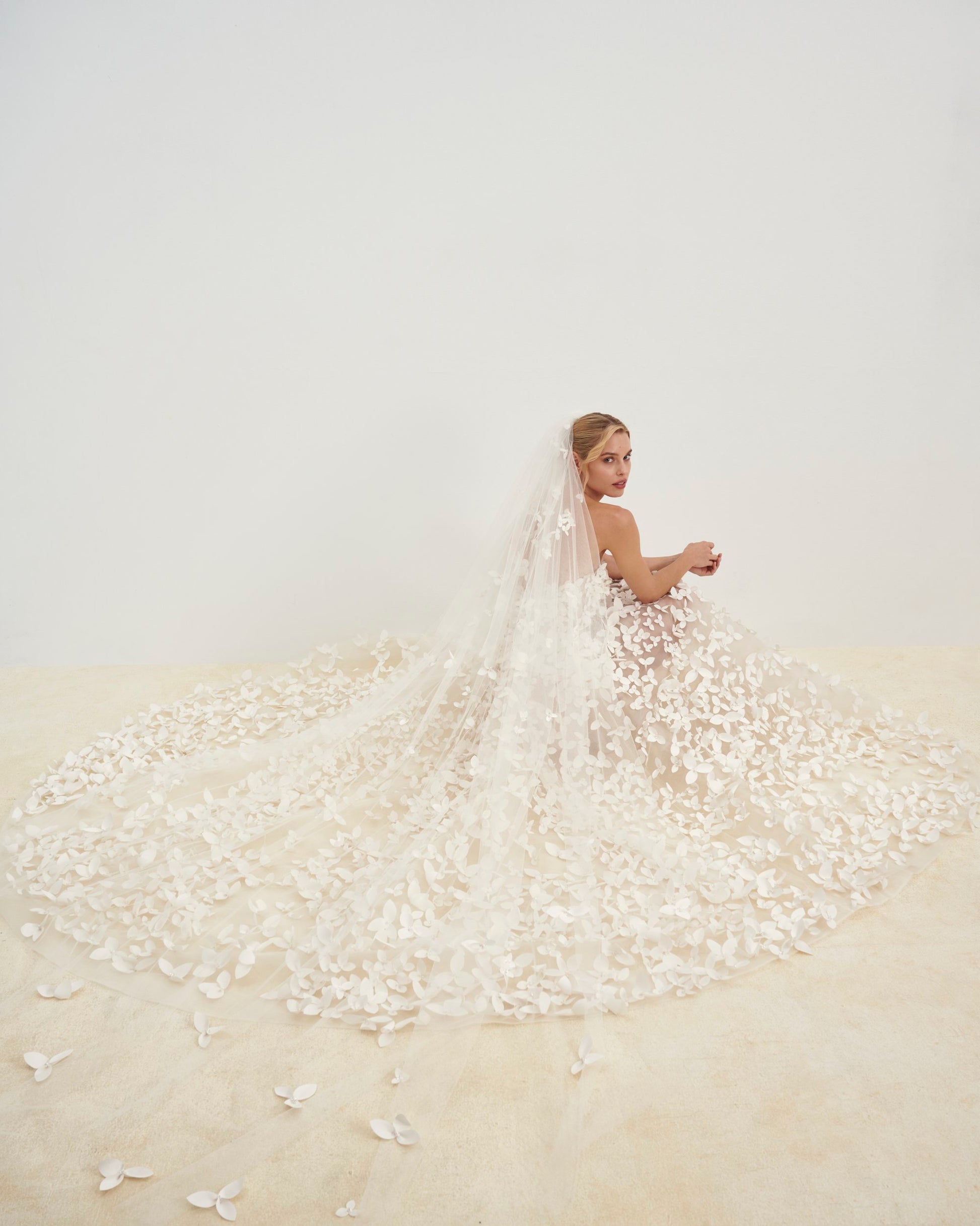 Strapless Flower Embellishment Wedding Dress Bridal and Formal Strapless Flower Embellishment Wedding Dress Bridal and Formal