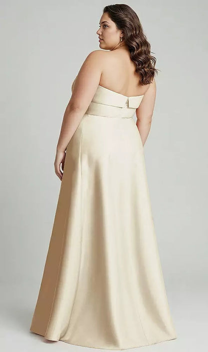 alfred sung champagne dress Alfred Sung Champagne Bow & Tie Ready-To-Ship Bridesmaid Dresses