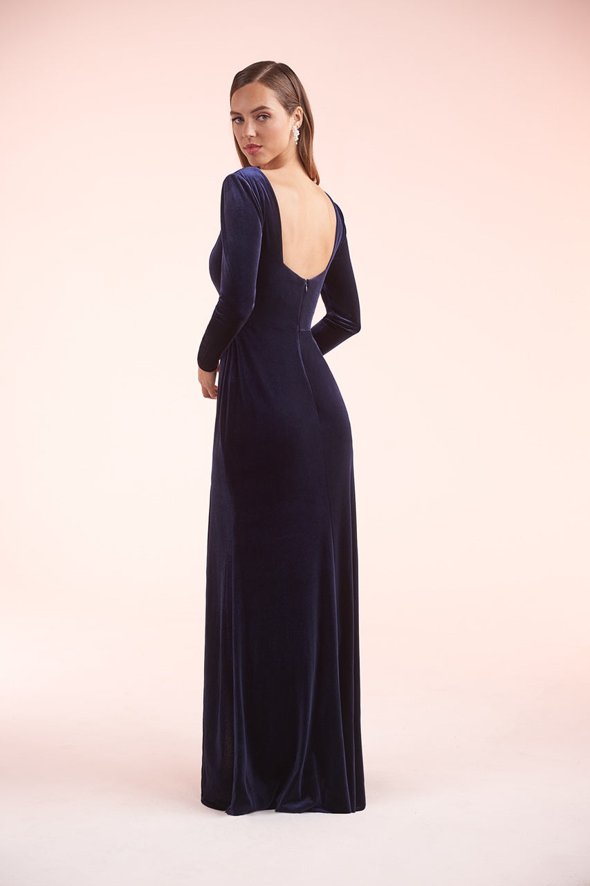 Long Sleeve Velvet Bridesmaid Dress