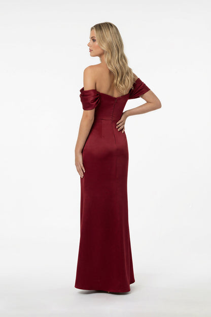 Portrait Neck Satin Bridesmaid Dress