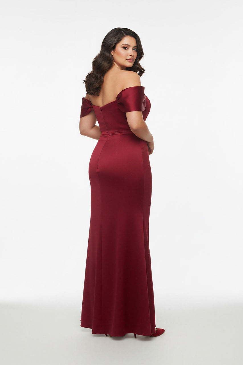 Portrait Neck Satin Bridesmaid Dress