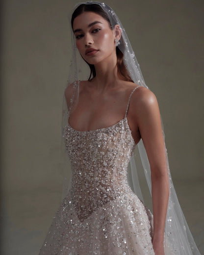 Beaded Basque Waist Wedding Dress