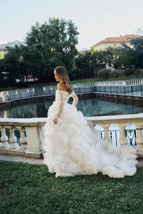 Rosette Tulle Ball Gown Wedding Dress β Bridal and Formal