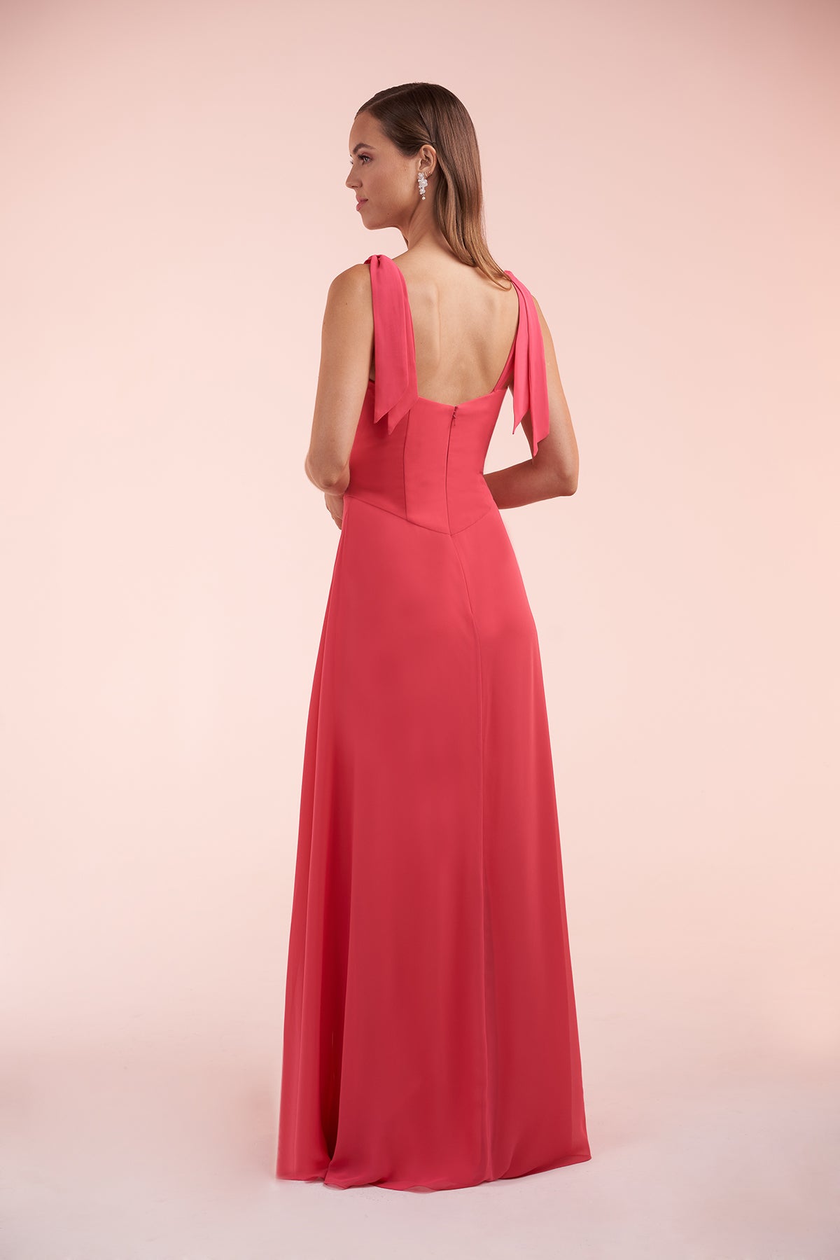 Chiffon Bow Strap A-Line Bridesmaid Dress